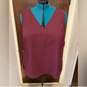 Lane Bryant Burgundy V-Neck Tunic Sleeveless Blouse (high/low) Size 20